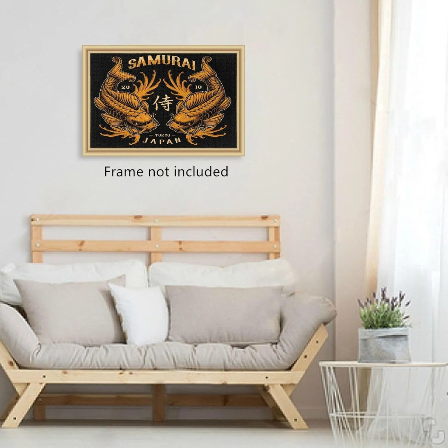 QUGRL Japan Samurai Japanese Jigsaw Puzzle 1000 Pieces for Adults Teens Abstract Golden Fish Carp DIY Wall Art Intellectual Decompressing Educational Fun Game