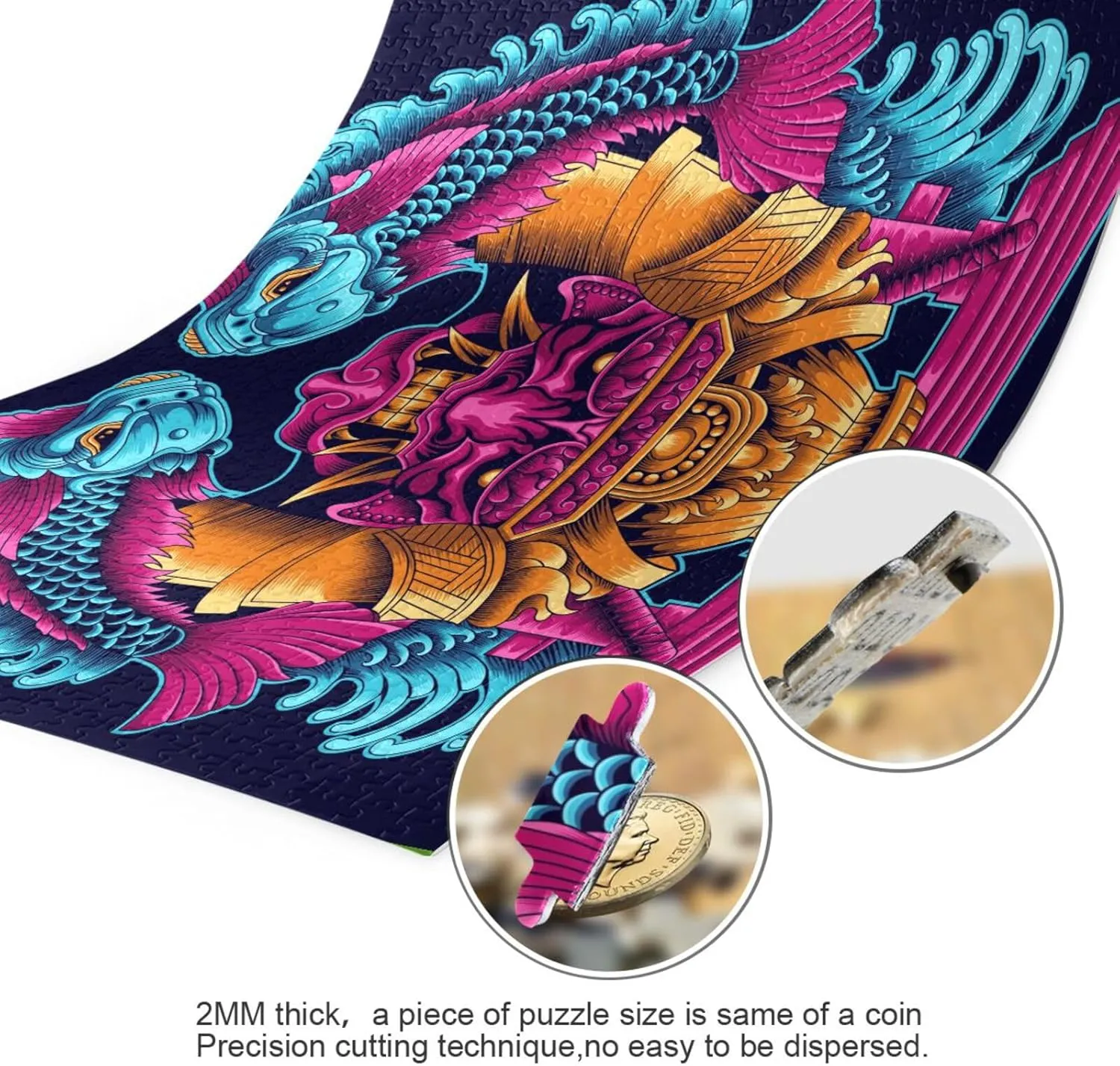 QUGRL Japanese Koi Fish Jigsaw Puzzle 1000 Pieces for Adults Teens DIY Wall Art Intellectual Decompressing Educational Fun Game