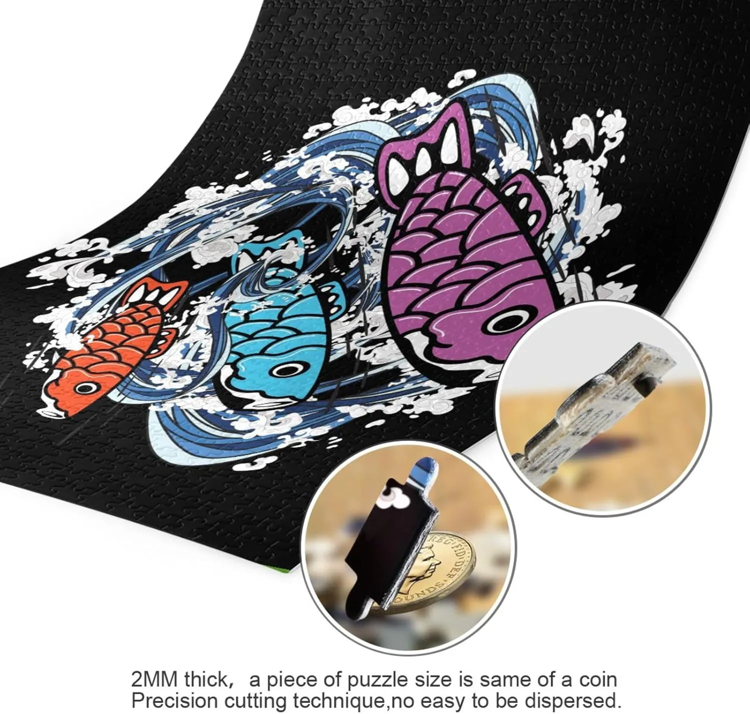 QUGRL Koi Fish Japanese Jigsaw Puzzle 1000 Pieces for Adults Teens Water Magic DIY Wall Art Intellectual Decompressing Educational Fun Game