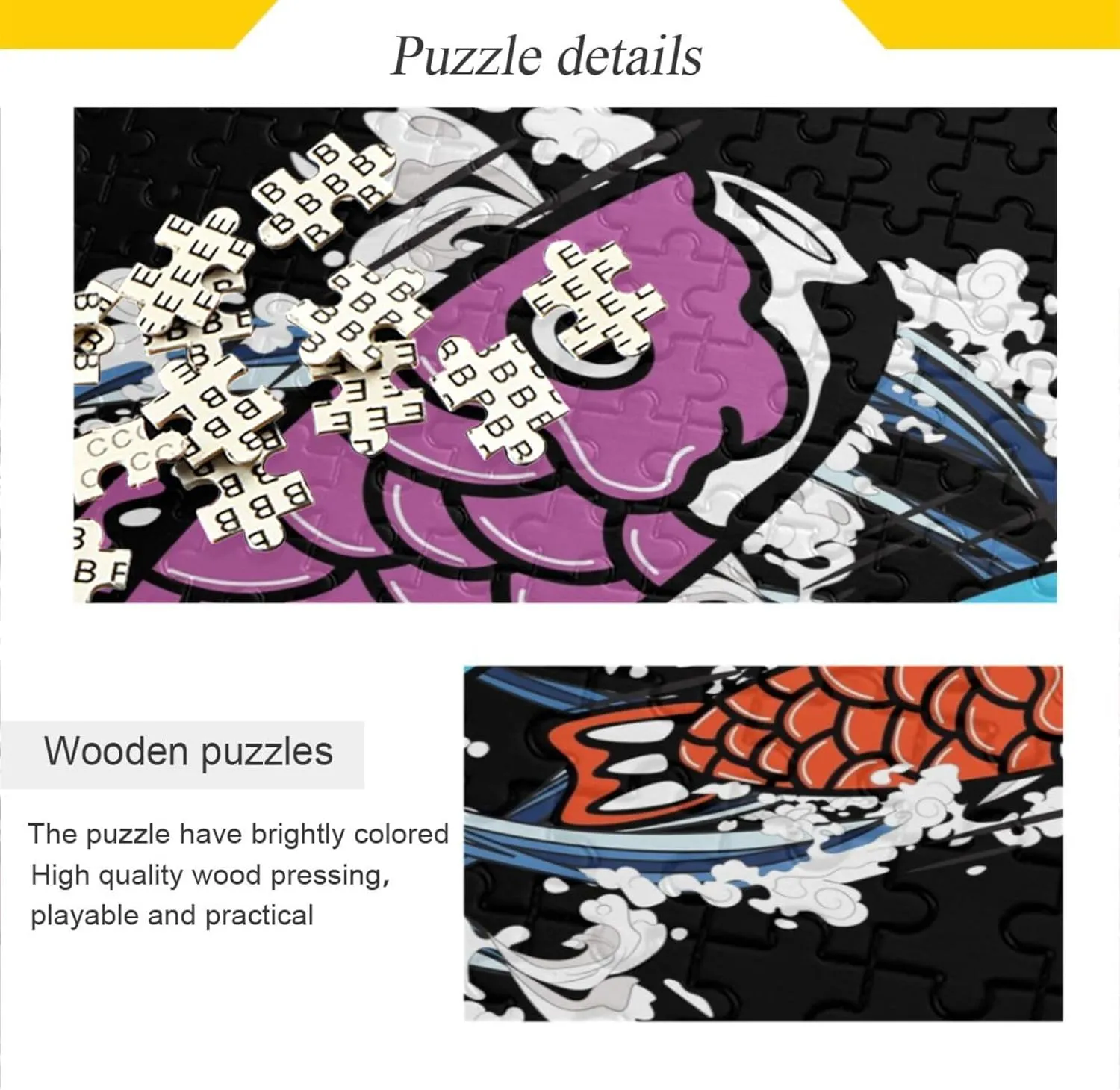 QUGRL Koi Fish Japanese Jigsaw Puzzle 1000 Pieces for Adults Teens Water Magic DIY Wall Art Intellectual Decompressing Educational Fun Game