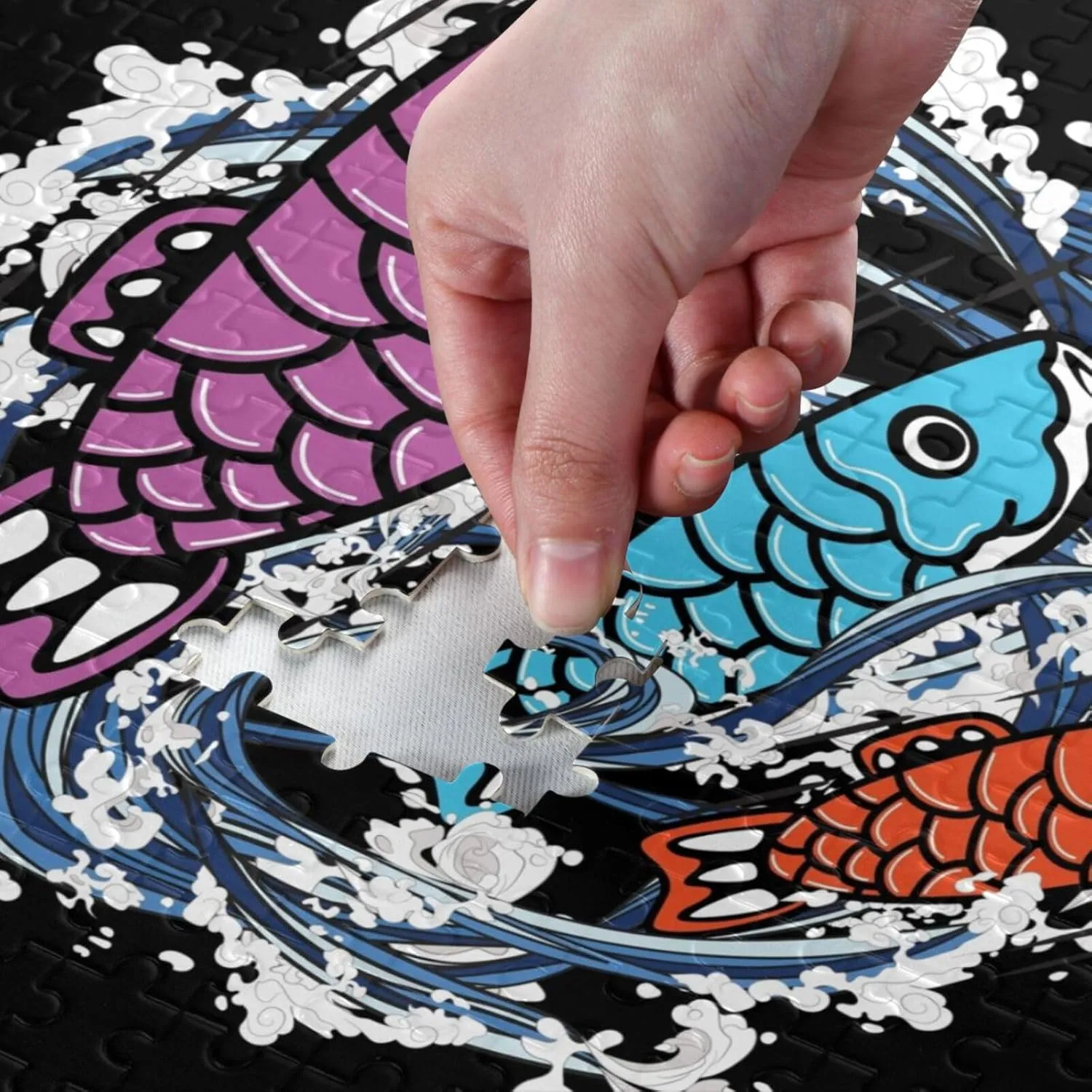 QUGRL Koi Fish Japanese Jigsaw Puzzle 1000 Pieces for Adults Teens Water Magic DIY Wall Art Intellectual Decompressing Educational Fun Game