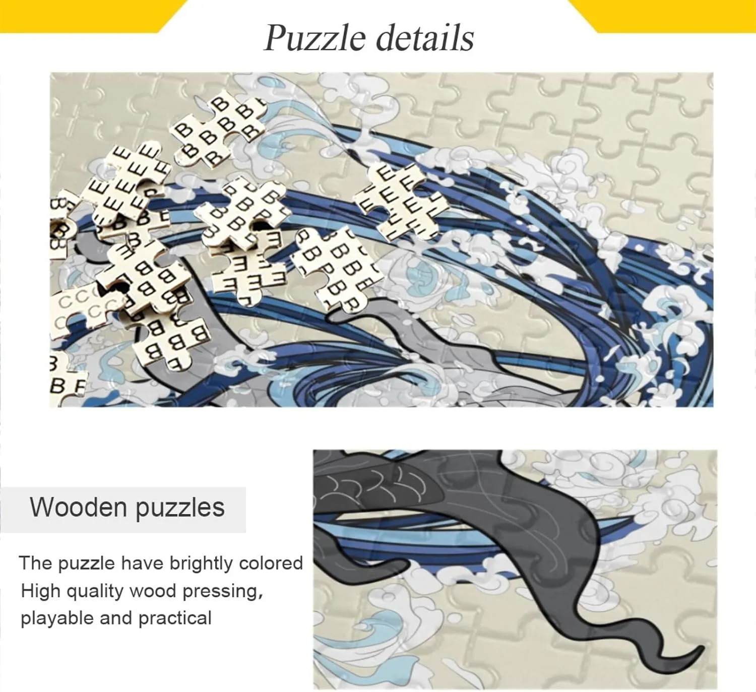 QUGRL Koi Fish Yinyang Jigsaw Puzzle 1000 Pieces for Adults Teens Japanese Style DIY Wall Art Intellectual Decompressing Educational Fun Game