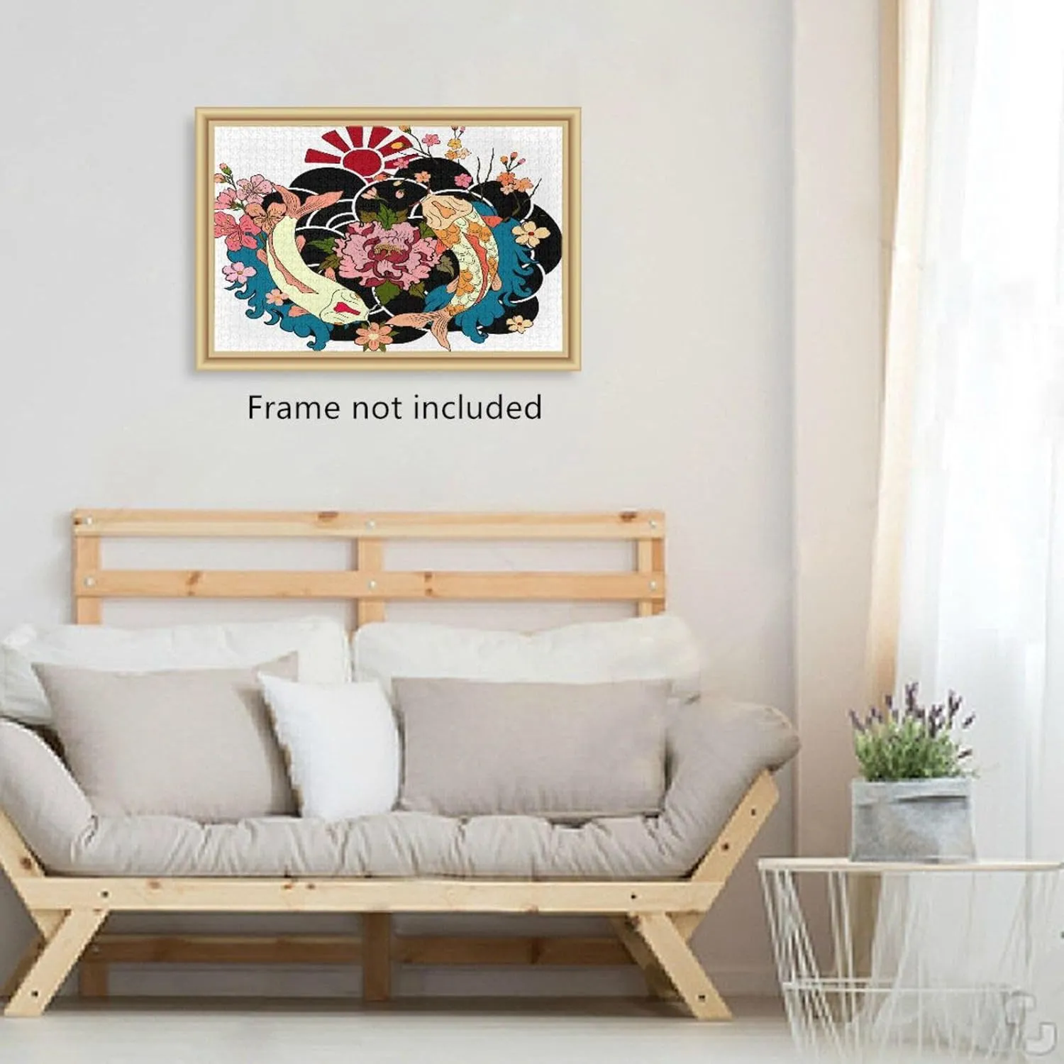 QUGRL Two Koi Fish Japanese Jigsaw Puzzle 1000 Pieces for Adults Teens Sunrise Flower Blossom DIY Wall Art Intellectual Decompressing Educational Fun Game