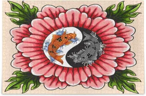 QUGRL Yin Yang Flower Jigsaw Puzzle 1000 Pieces for Adults Teens Japanese Koi Fish DIY Wall Art Intellectual Decompressing Educational Fun Game