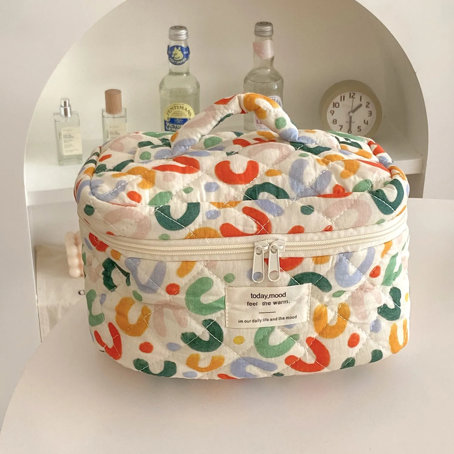 Quilted Storage Korean Style Good-looking Cotton Cosmetic Bags