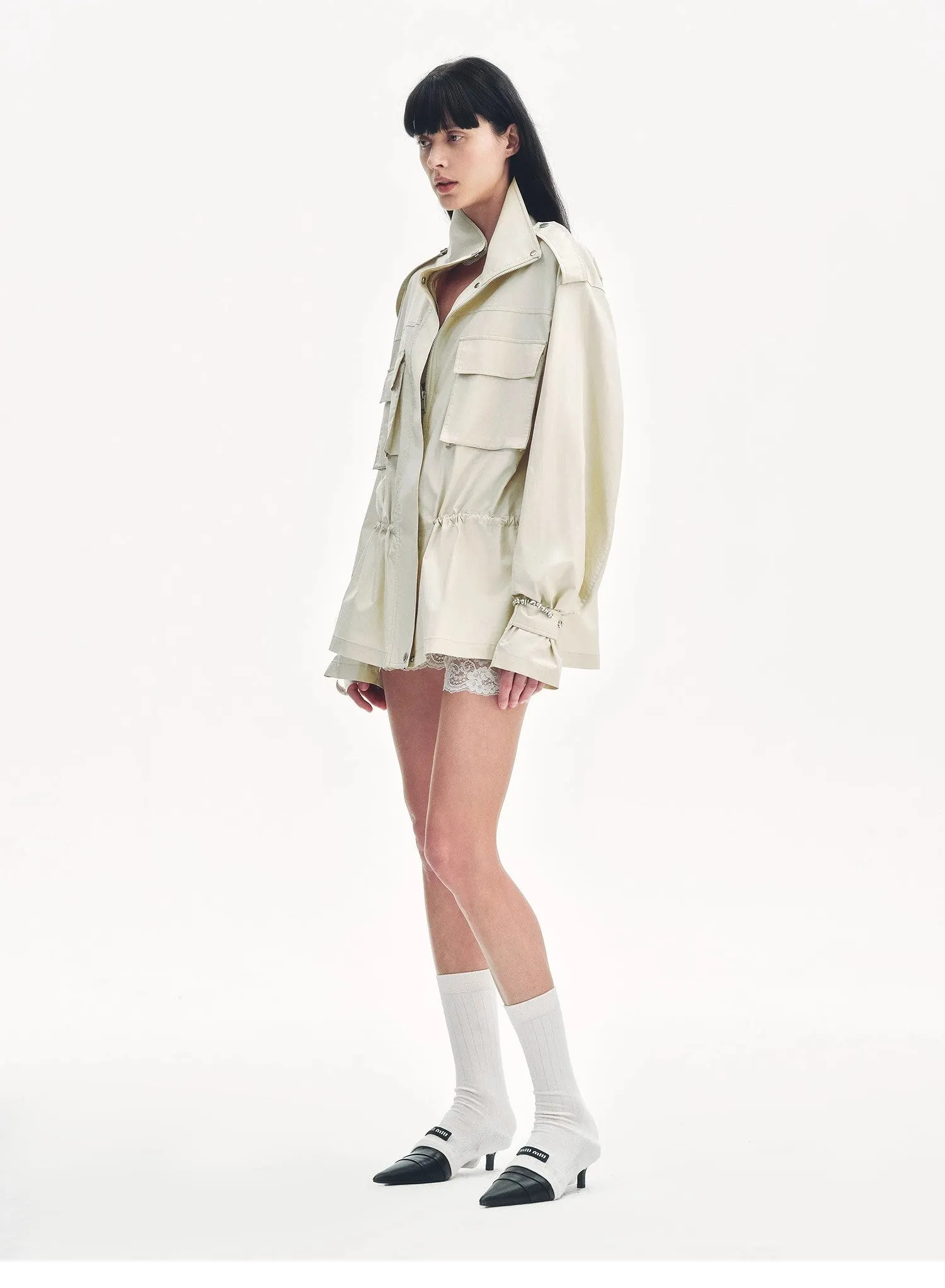 "Relaxed Toning" Lightly Coated Drawstring Waisted Outerwear Summer