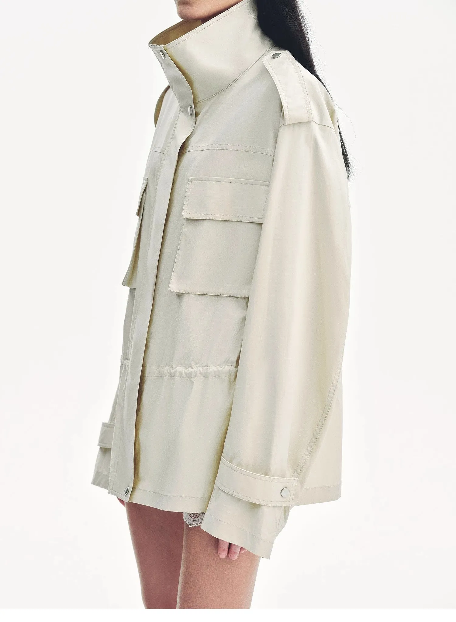 "Relaxed Toning" Lightly Coated Drawstring Waisted Outerwear Summer