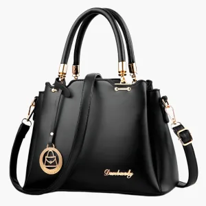 Rachel – Classic Vegan Leather Handbag with Gold Accents