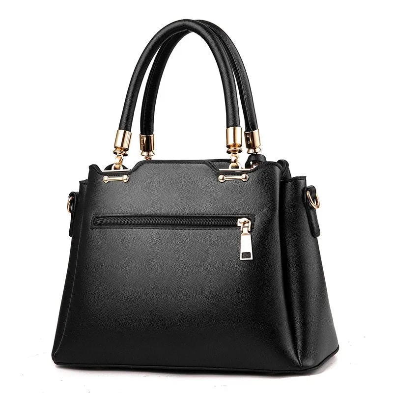 Rachel – Classic Vegan Leather Handbag with Gold Accents