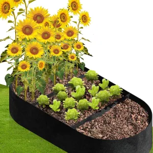 Raised Garden Beds Outdoor, 5x2.5x1ft Fabric Raised Beds for Gardening, Breathable Grow Bags for Vegetables Potatoes Flowers Herb, Oval Planter Growing Bags Raised Flower Bed Kit for Outdoor