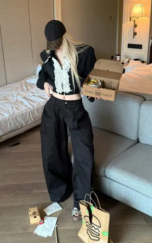 Rase le sol Minimalist Structured Wide-leg Trousers