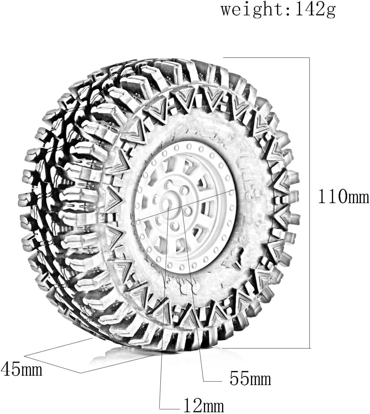 Rc Car Wheel Rim Tire Compatible with Traxxas for TRX4 for Axial for SCX10 II III for Redcat for MST 1/10 RC Crawler Car 110mm 1.9" Beadlock Wheel Rim Tire Set(Orange)