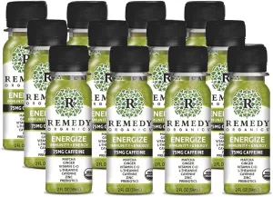 Remedy Organics Immunity Plus Shot, Energize Me | Boost Energy, Brain Function, Detoxification, and Metabolism | Brain Juice | Certified-Organic Ingredients 12 Packs