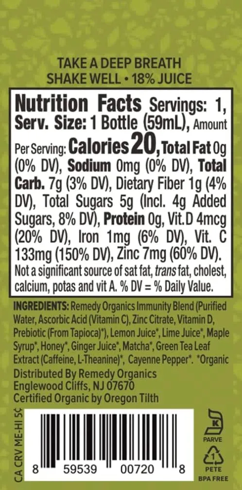 Remedy Organics Immunity Plus Shot, Energize Me | Boost Energy, Brain Function, Detoxification, and Metabolism | Brain Juice | Certified-Organic Ingredients 12 Packs