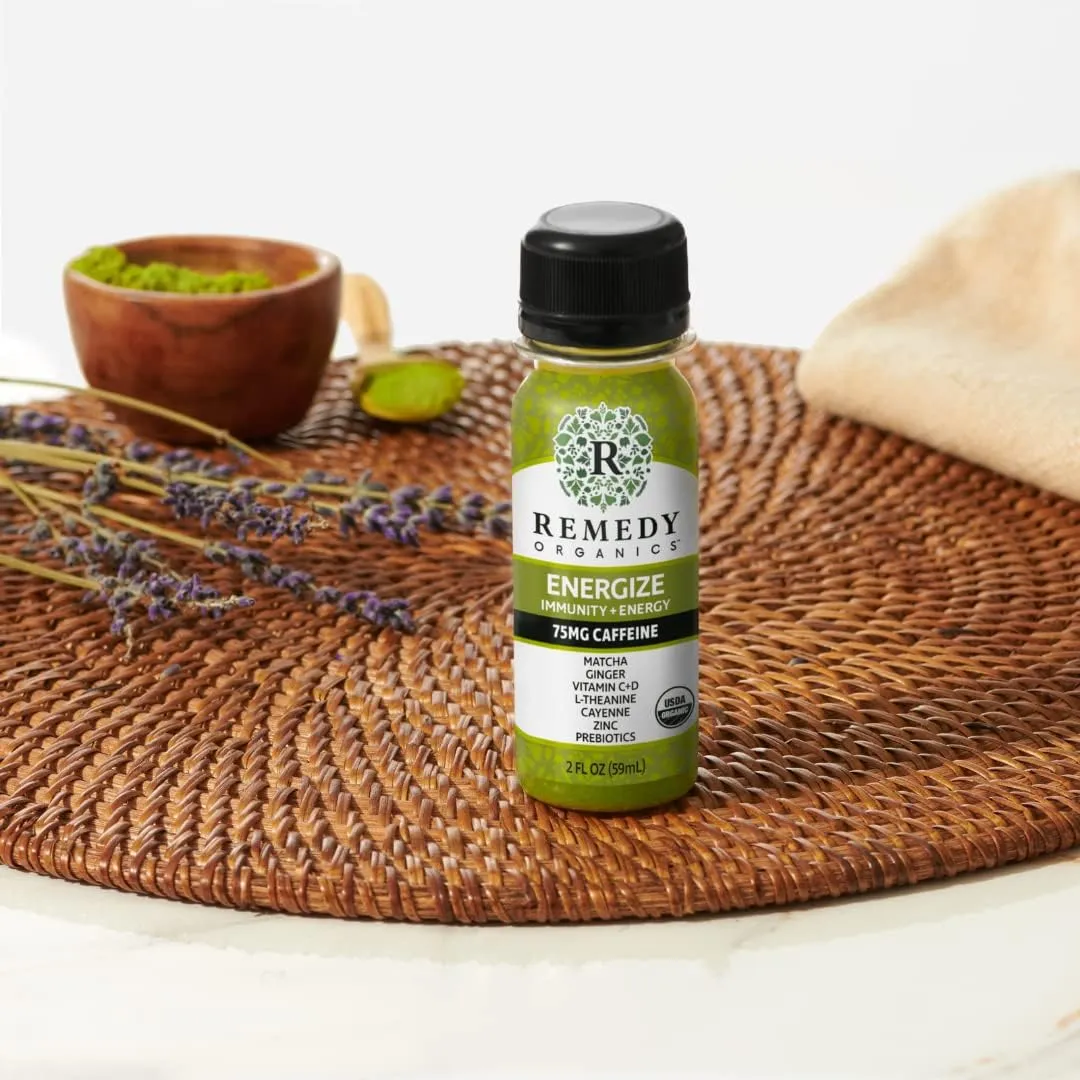 Remedy Organics Immunity Plus Shot, Energize Me | Boost Energy, Brain Function, Detoxification, and Metabolism | Brain Juice | Certified-Organic Ingredients 12 Packs