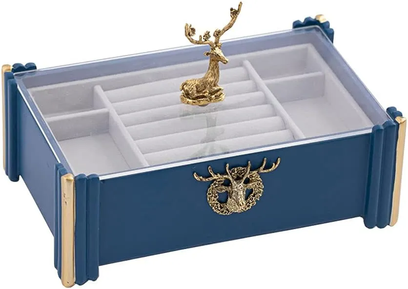 Resin Jewelry Storage Box Elegant Jewelry Organizer with Transparent Lid Display Box, for Rings Earrings Necklaces Bracelet Watches Storage, Gift for Girls or Women