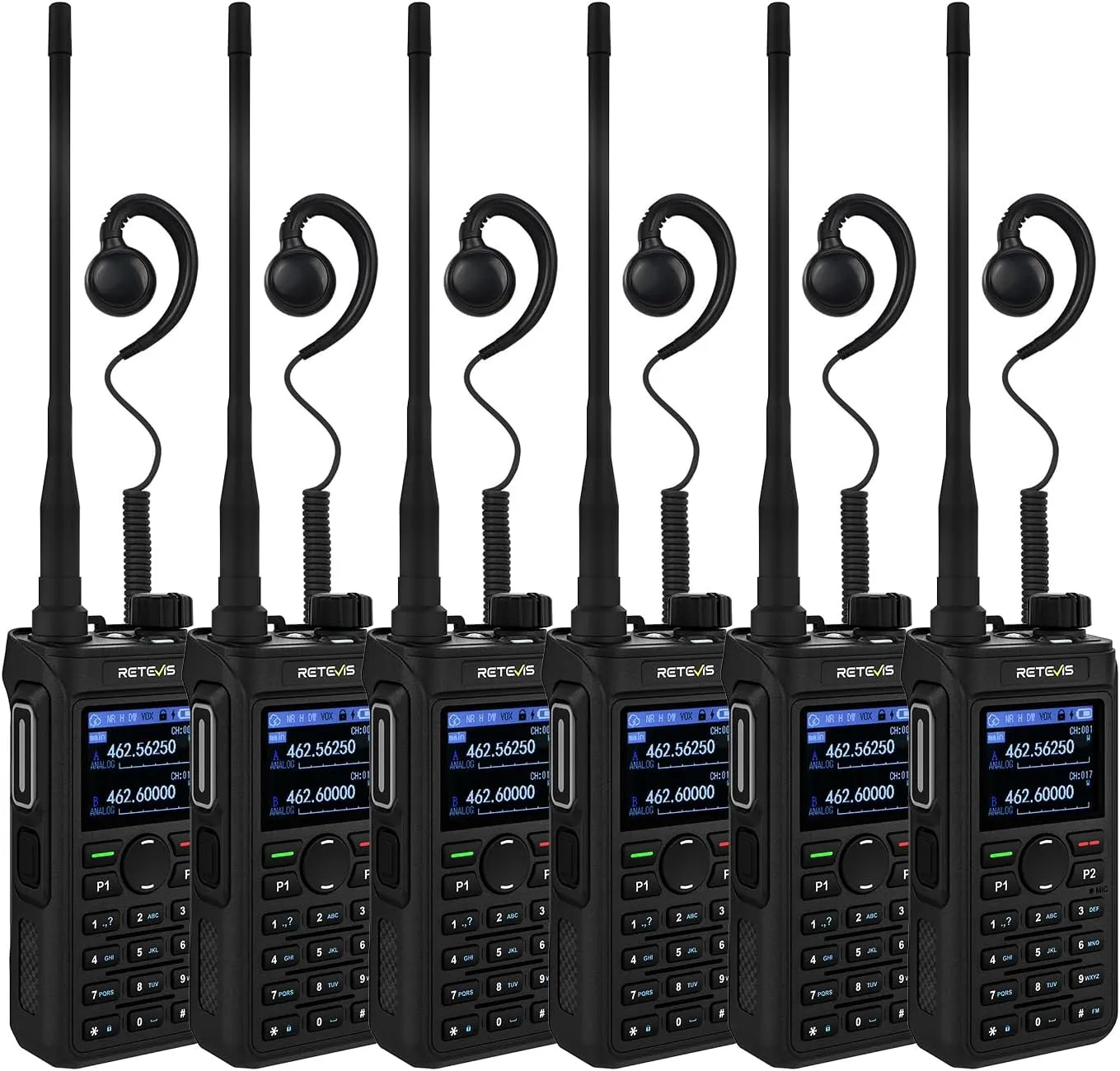 Retevis C2 2 Way Radio Long Range,GMRS Walkie Talkies,Noise Cancelling,Group Call,First Responder, Easy Pairing,2000mAh,USB-C,Professional Walkie Talkies for School,Industrial,Logistics(6 Pack)