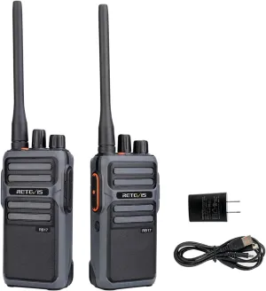 Retevis RB17 Walkie Talkie,Heavy Duty Walkie Talkies Long Range,Rechargeable 4400mAh Large Capacity,VOX Handsfree,Portable Two Way Radio for Hunting Skiing School Church Outdoor Gifts (2 Pack)