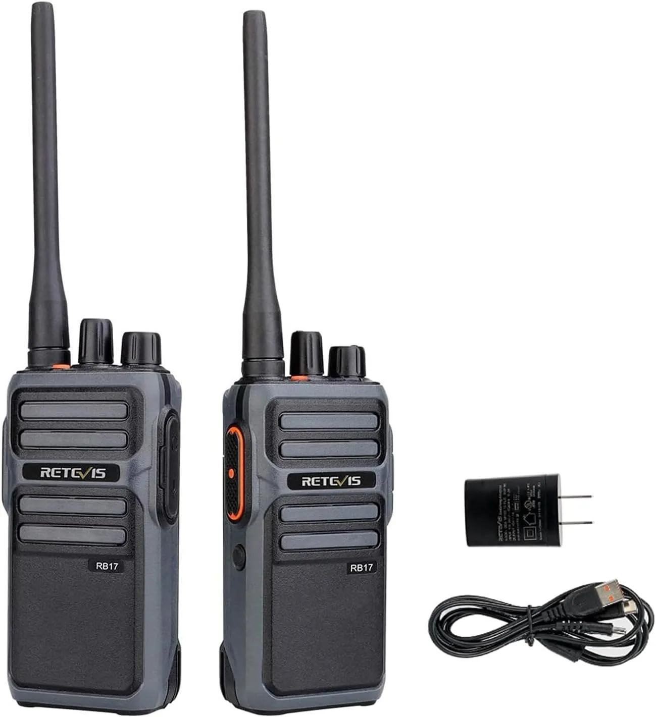 Retevis RB17 Walkie Talkie,Heavy Duty Walkie Talkies Long Range,Rechargeable 4400mAh Large Capacity,VOX Handsfree,Portable Two Way Radio for Hunting Skiing School Church Outdoor Gifts (2 Pack)