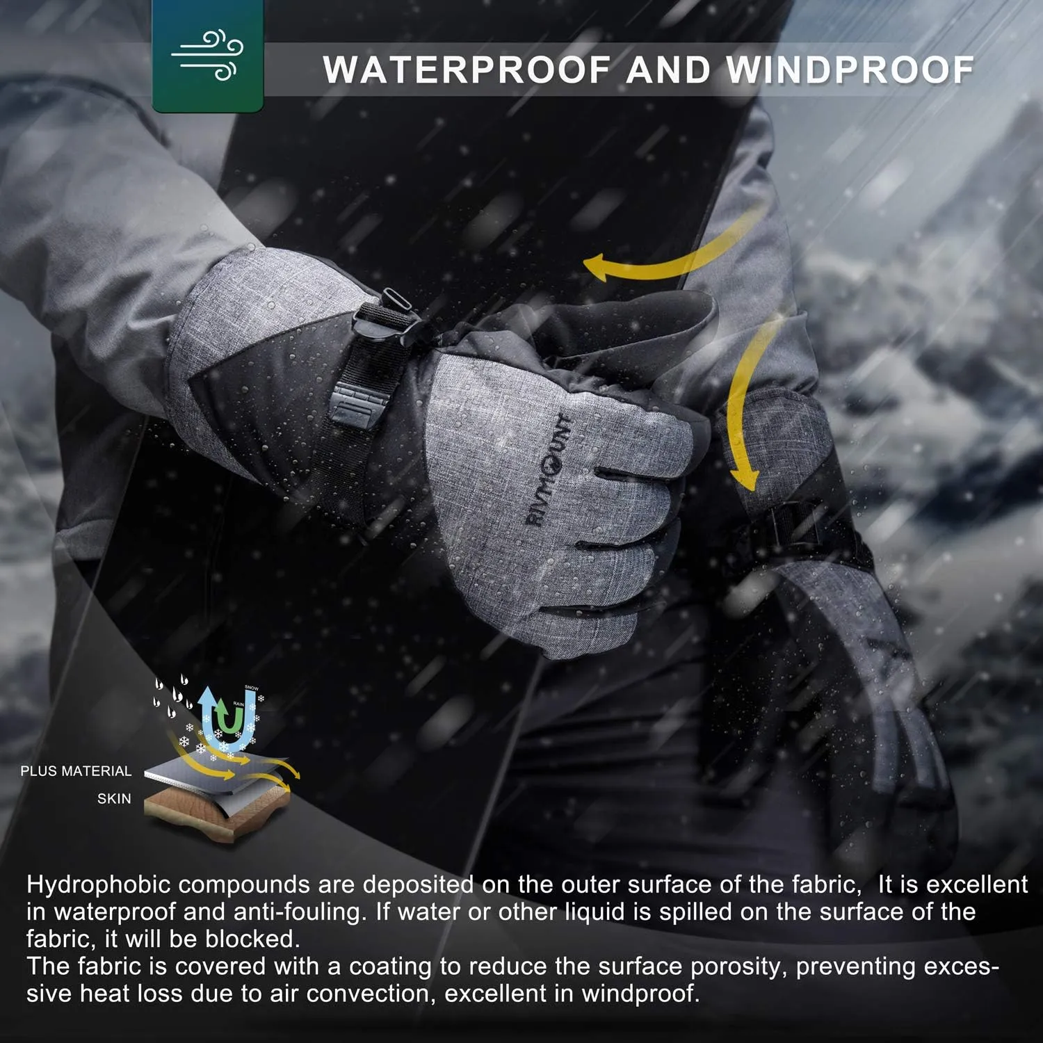 rivmount Ski Snow Gloves Men Women, Waterproof 3M Thinsulate Warm Touchscreen Winter Snowboard Snowmobile Cold Weather 601