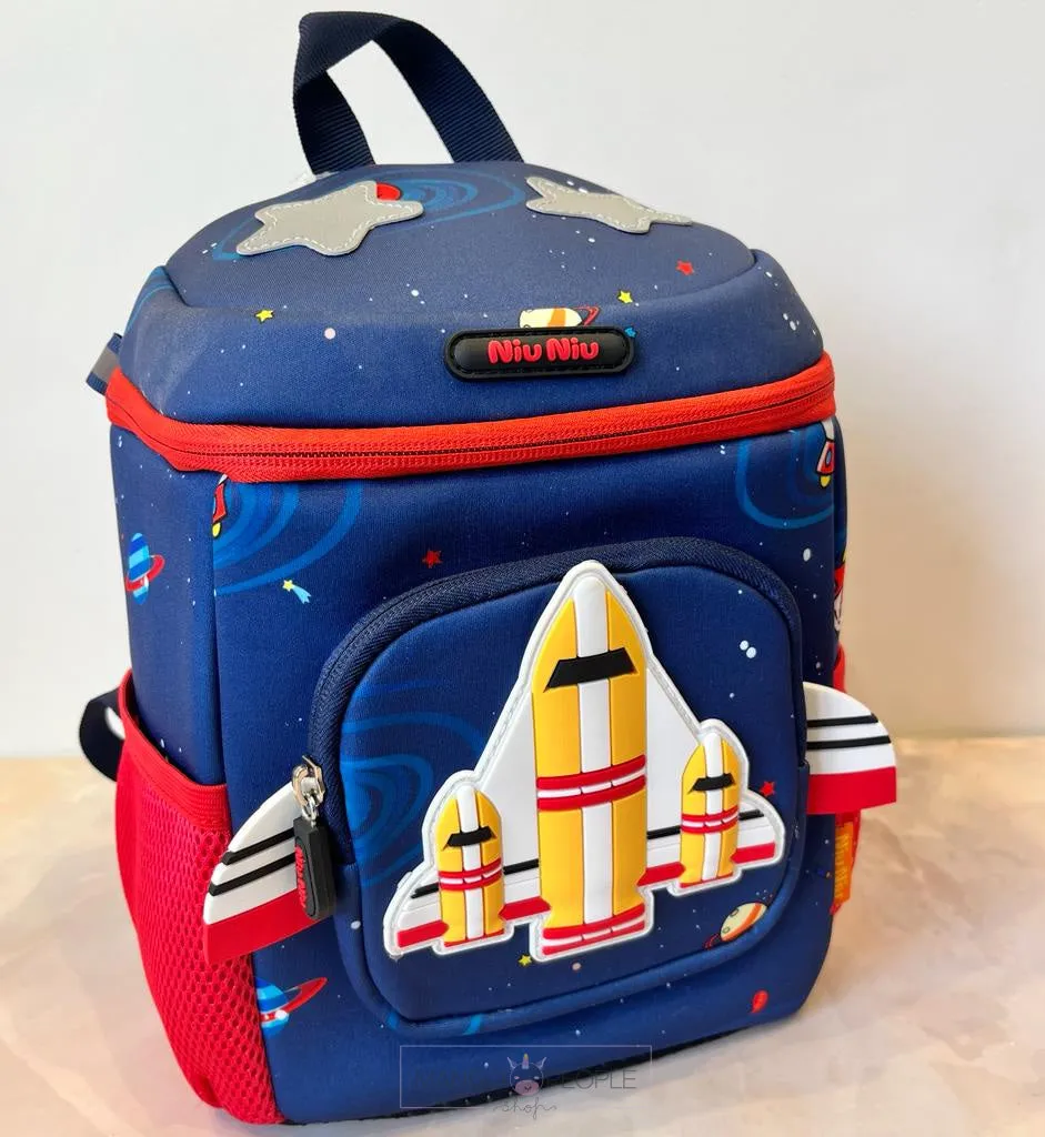 Rocket Design Large Capacity School Bags with Slip Over Buckle for Kindergarten Kids