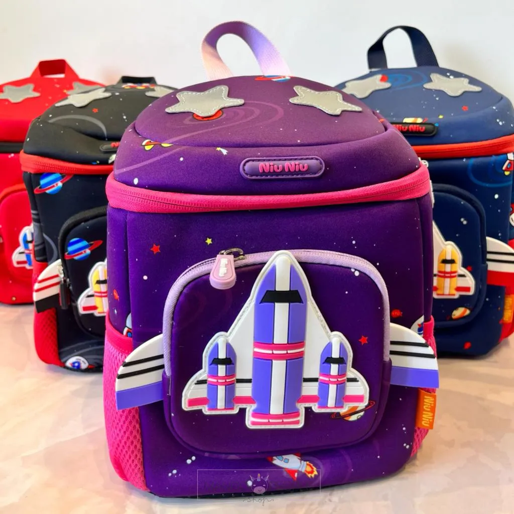 Rocket Design Large Capacity School Bags with Slip Over Buckle for Kindergarten Kids