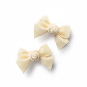 Rosette Velvet Double Clip Set - Cream | Elegant Velvet Hair Clips with Hand-Crafted Rosette Accents | Secure Alligator Clips for Timeless Style | Perfect for Special Occasions & Everyday Wear