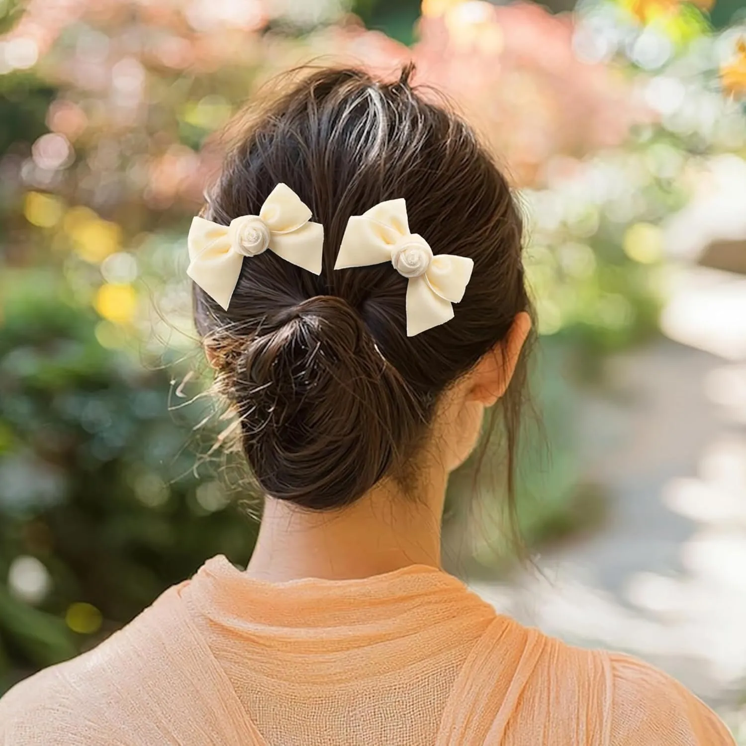 Rosette Velvet Double Clip Set - Cream | Elegant Velvet Hair Clips with Hand-Crafted Rosette Accents | Secure Alligator Clips for Timeless Style | Perfect for Special Occasions & Everyday Wear