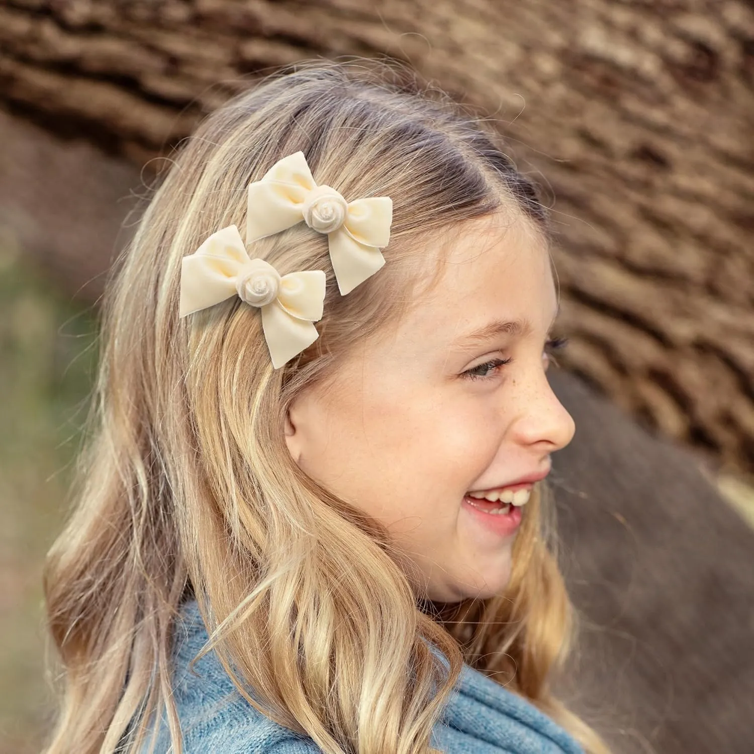 Rosette Velvet Double Clip Set - Cream | Elegant Velvet Hair Clips with Hand-Crafted Rosette Accents | Secure Alligator Clips for Timeless Style | Perfect for Special Occasions & Everyday Wear