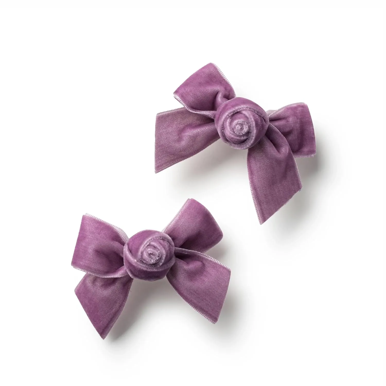 Rosette Velvet Double Clip Set - Lavender | Elegant Velvet Hair Clips with Hand-Crafted Rosette Accents | Secure Alligator Clips for Timeless Style | Perfect for Special Occasions & Everyday Wear