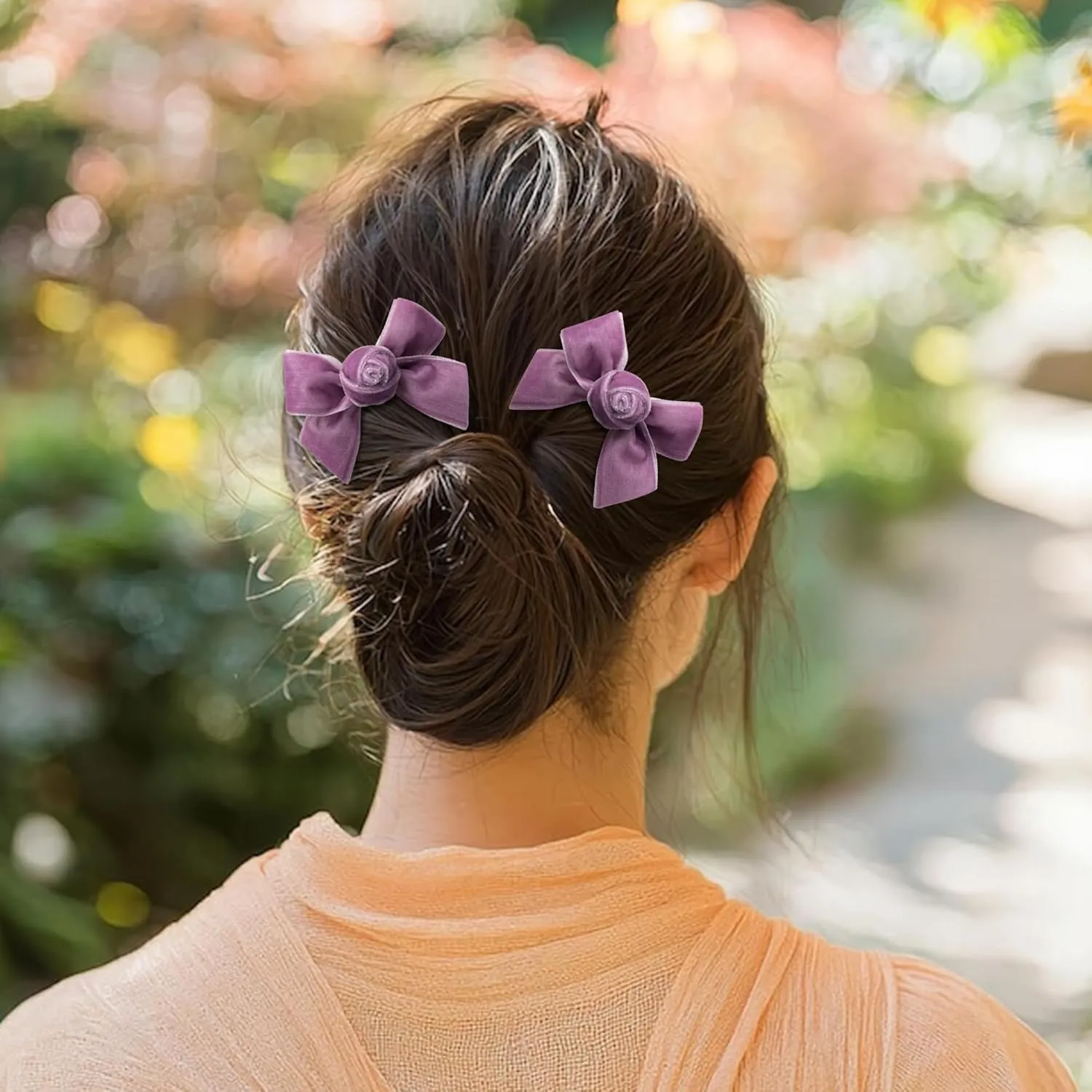 Rosette Velvet Double Clip Set - Lavender | Elegant Velvet Hair Clips with Hand-Crafted Rosette Accents | Secure Alligator Clips for Timeless Style | Perfect for Special Occasions & Everyday Wear