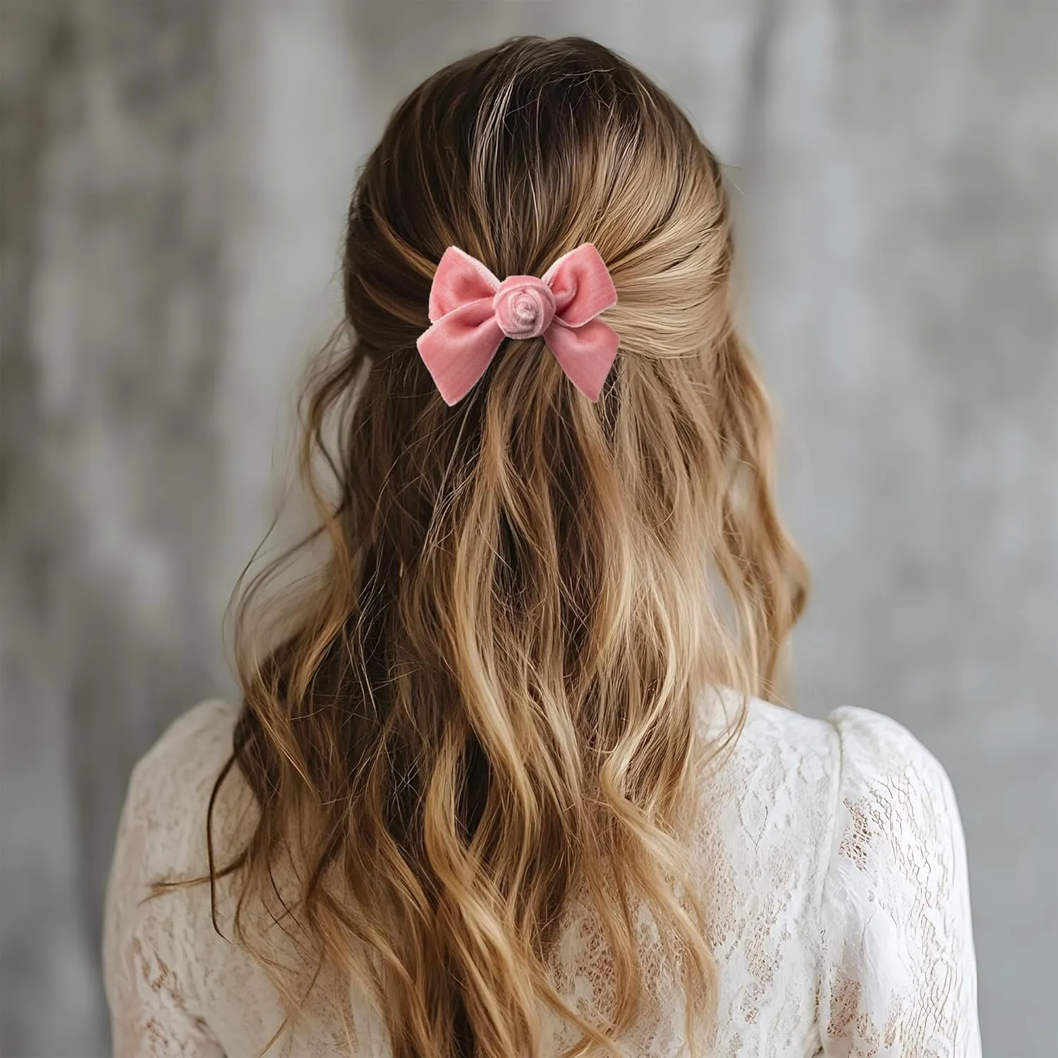 Rosette Velvet Double Clip Set - Mauve | Elegant Velvet Hair Clips with Hand-Crafted Rosette Accents | Secure Alligator Clips for Timeless Style | Perfect for Special Occasions & Everyday Wear