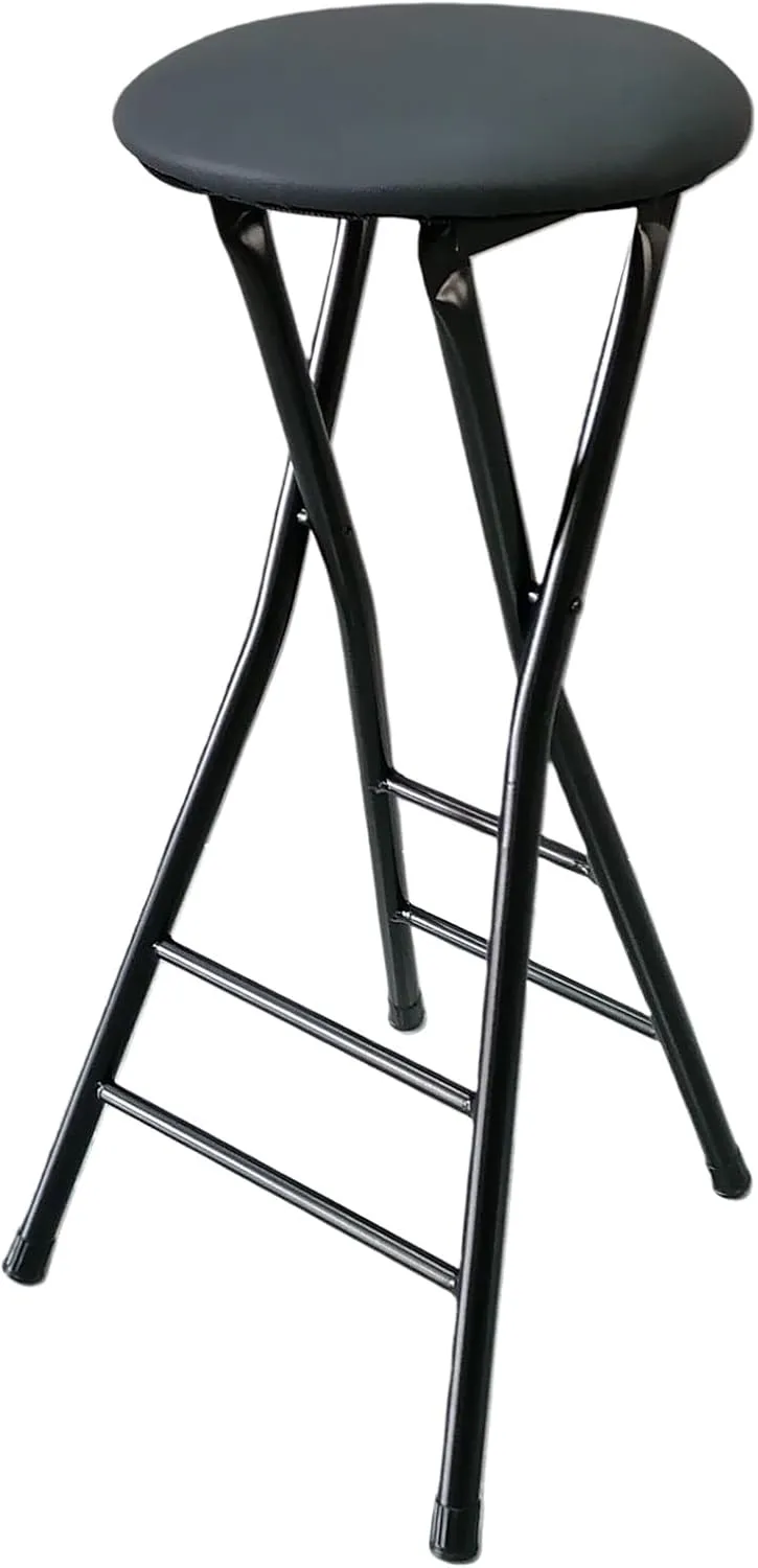 Round Padded Folding High Chiar for Kitchen, Outdoor, Camping, Foldable Bar Stool Backless, Portable Adult Foldable Stool