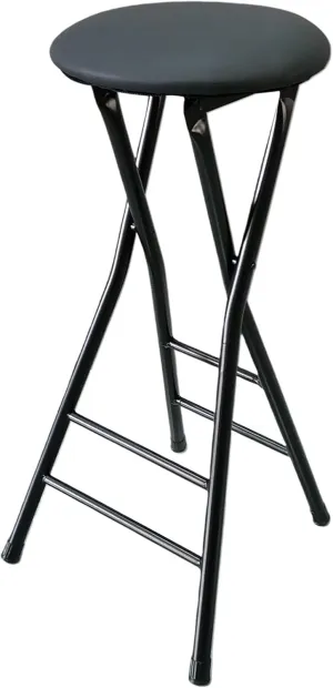 Round Padded Folding High Chiar for Kitchen, Outdoor, Camping, Foldable Bar Stool Backless, Portable Adult Foldable Stool
