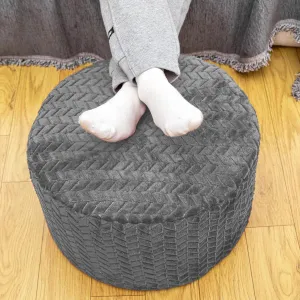 Round Pouf Ottoman Stuffed Velvet Floor Pouf Footrest Foot Stool Bean Bag Floor Chair for Bed Room Living Room Accent Seat 20x12inches with Filler