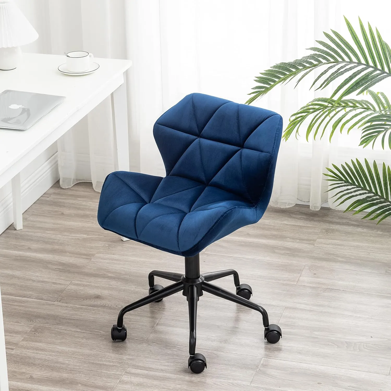 Roundhill Furniture Eldon Diamond Tufted Adjustable Swivel Office Chair, Grayr, Blue