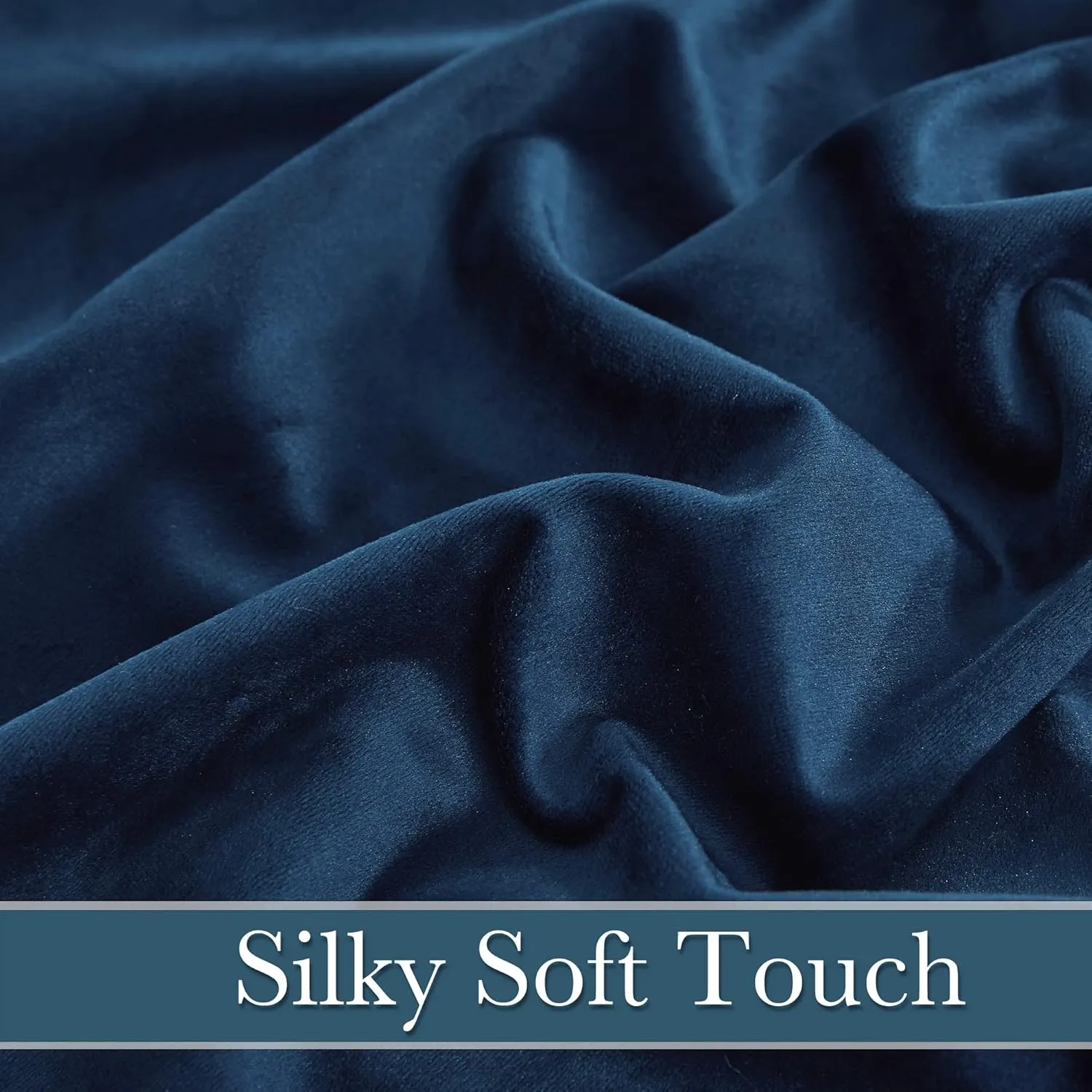 RYB HOME Blue Velvet Curtains 84 inches - Blackout Curtains for Living Room, Thermal Insulated Noise Reducing Panels Soft Luxury Window Decor for Kids Bedroom, Navy Blue, W52 x L84 inches, 2 Panels