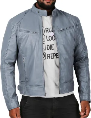 Salaar & Co Men’s Genuine Sheepskin Biker Jacket - Handsome Moto Rider Style with Stand Collar, Korean Influence, Slim Fit