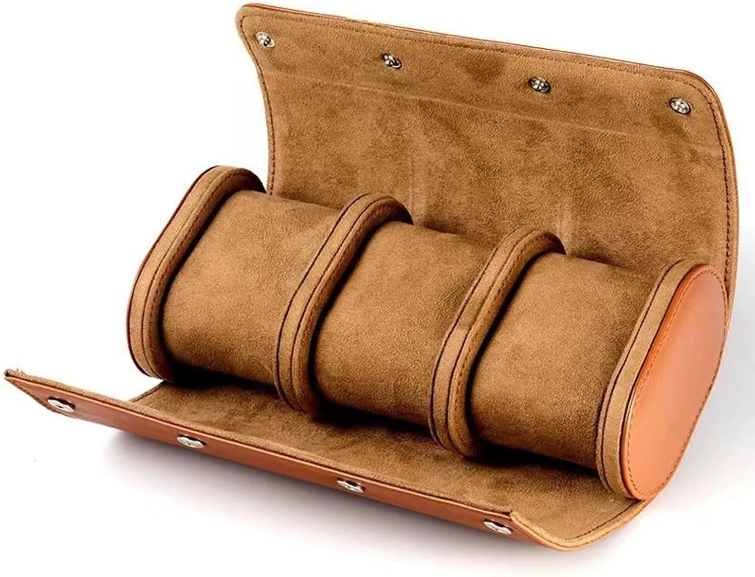 SBCC Travel watch bag watch storage box portable watch box three-position watch box(Brown)