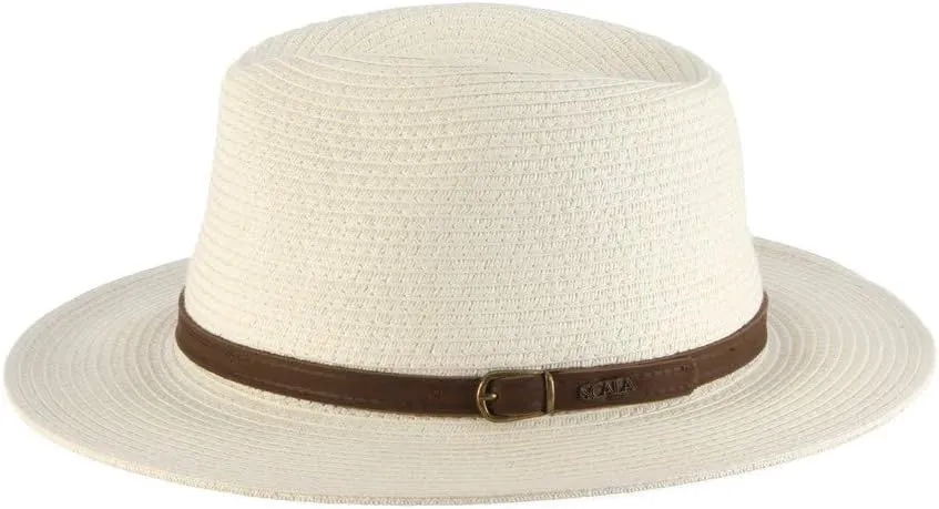 Scala Men's Paper Braid Safari with Leather Band