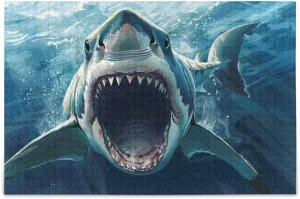 Scary Fish Attack Jigsaw Puzzle for Adults 500 Pieces, Impossible Challenging Hard Nature Difficult Puzzles for Adults Jigsaw Puzzle for Family Games Party Entertainment