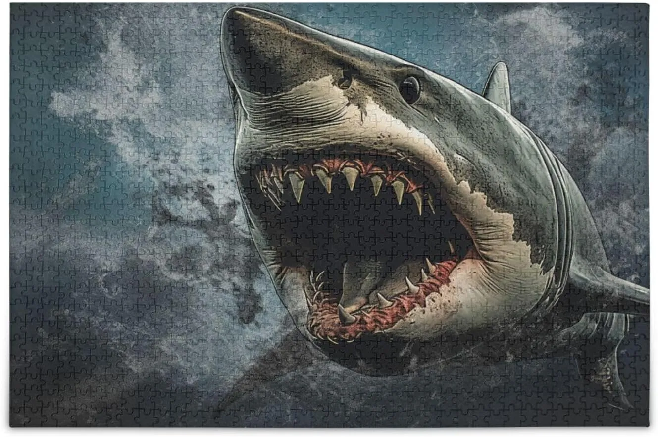 Scary Fish Mouth Jigsaw Puzzle for Adults 500 Pieces, Impossible Challenging Hard Nature Difficult Puzzles for Adults Jigsaw Puzzle for Family Games Party Entertainment