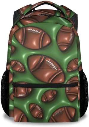 School Backpack for Boys - 2D Football Bookbag - Lightweight Durable Large Capacity - 17 Inch Green Kid Backpack for School, Travel and Camp