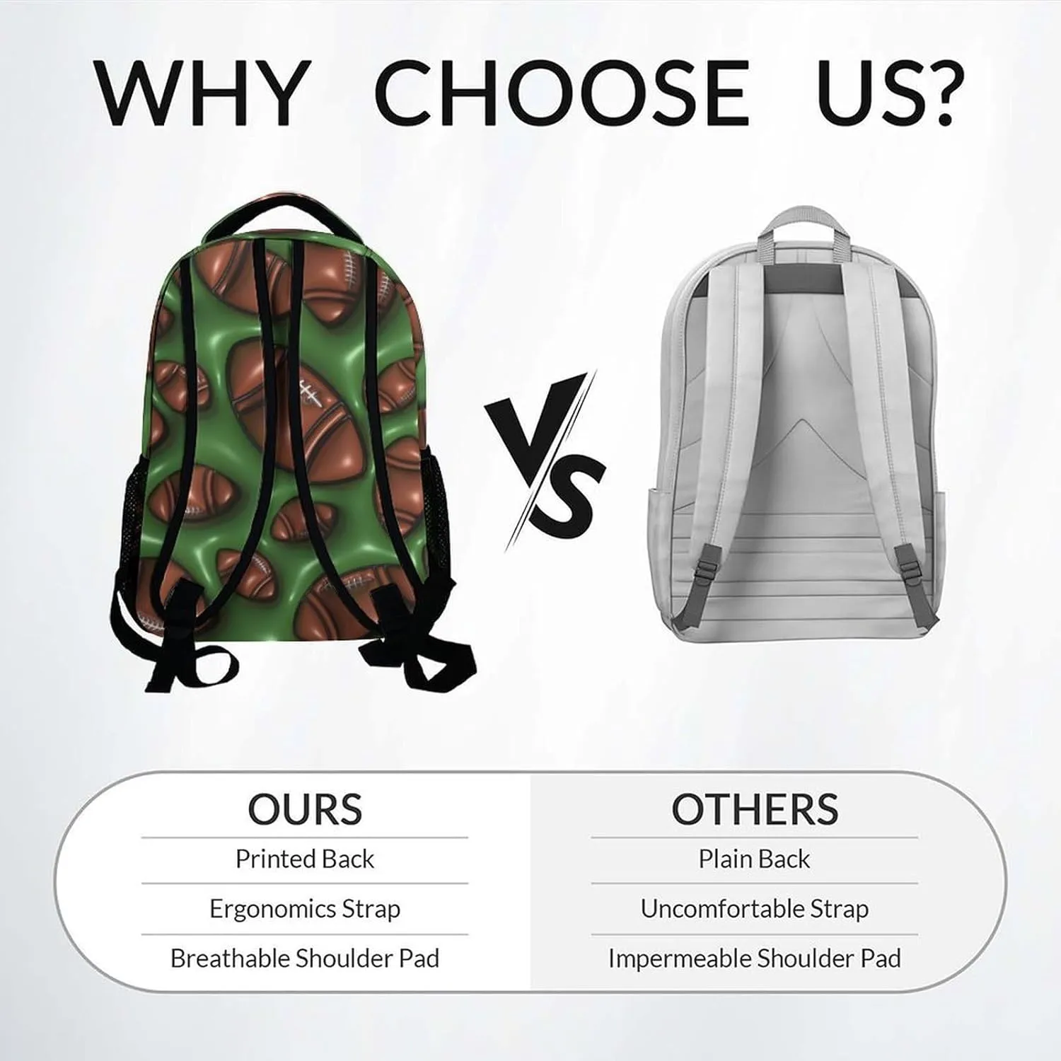 School Backpack for Boys - 2D Football Bookbag - Lightweight Durable Large Capacity - 17 Inch Green Kid Backpack for School, Travel and Camp