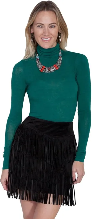 Scully Women's Fringe Tiered Suede Mini Skirt - L704-Trq