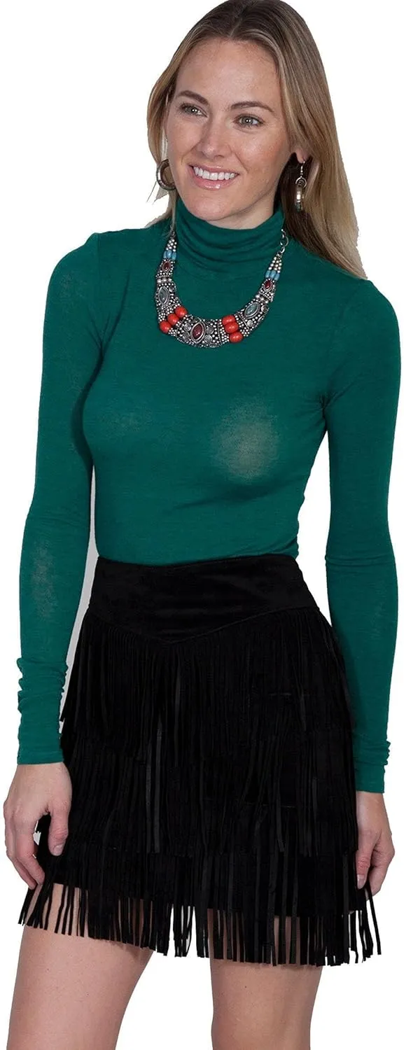 Scully Women's Fringe Tiered Suede Mini Skirt - L704-Trq