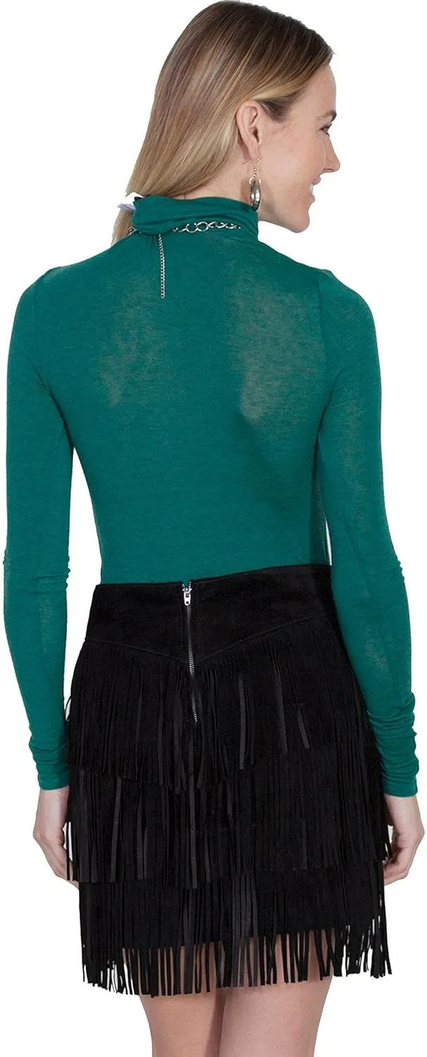 Scully Women's Fringe Tiered Suede Mini Skirt - L704-Trq