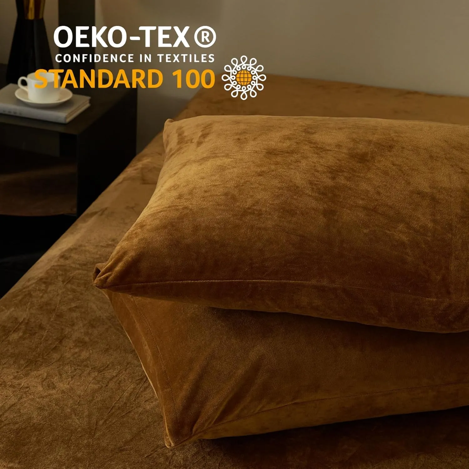 SE SOFTEXLY Velvet Duvet Cover Queen Size, Soft Flannel Duvet Cover with Zipper Solid Breathable Silky Velour Comforter Cover, Cozy Winter Duvet Cover Set with 2 Pillowcases, 90" x 90", Dark Khaki