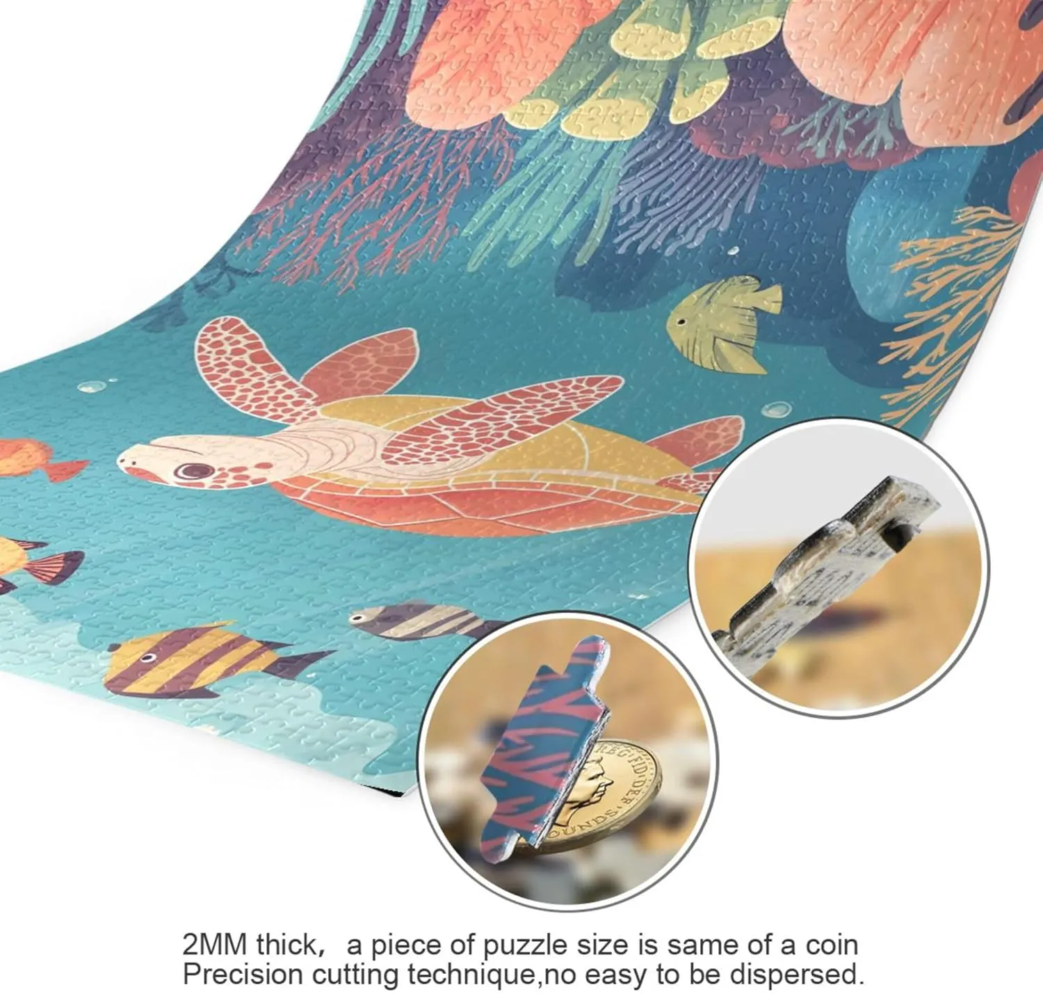 Sea Turtle Tortoise Fish Ocean Jigsaw Puzzles 500 Pieces Toy Games Educational Gift Home Decor for Adults Kids S0406094