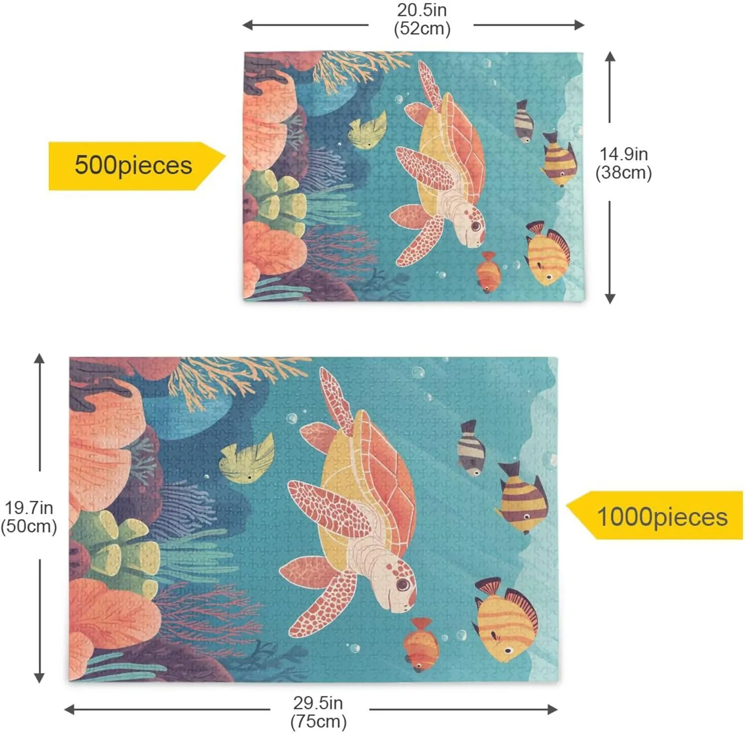 Sea Turtle Tortoise Fish Ocean Jigsaw Puzzles 500 Pieces Toy Games Educational Gift Home Decor for Adults Kids S0406094